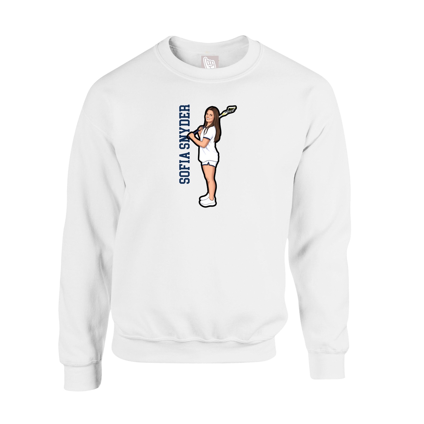 Fleece Crew — Name Vertical in White