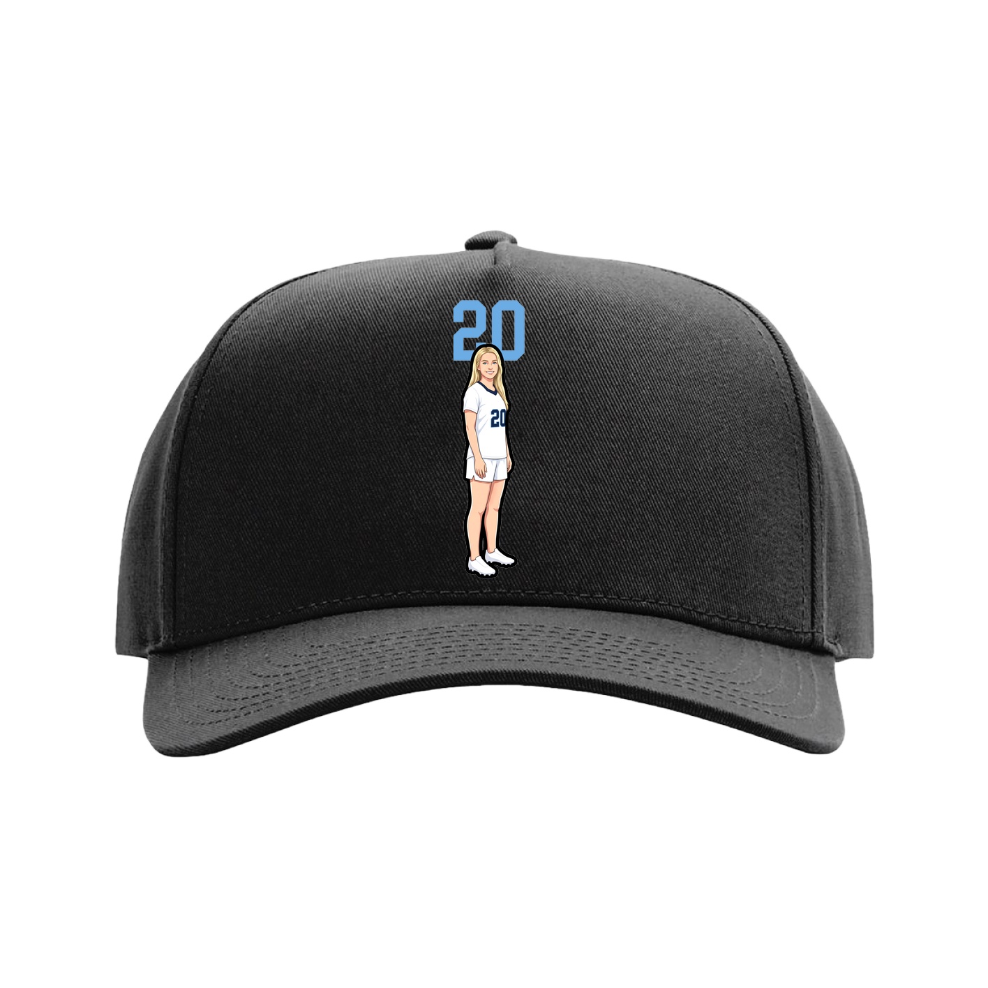 Full Fabric Five-Panel Champ Cap — Number Top in Black