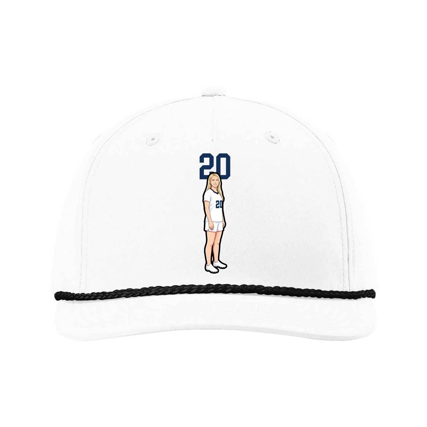 Five-Panel Classic Rope Cap — Number Top in White