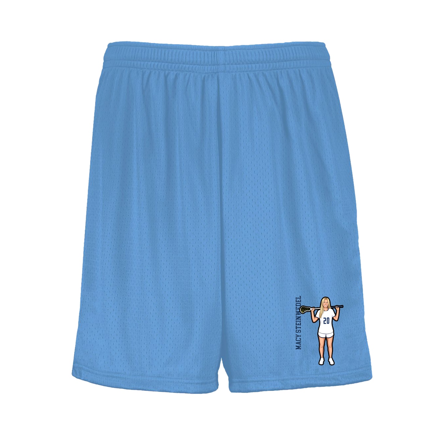 Shorts — Name Vertical in Light Blue