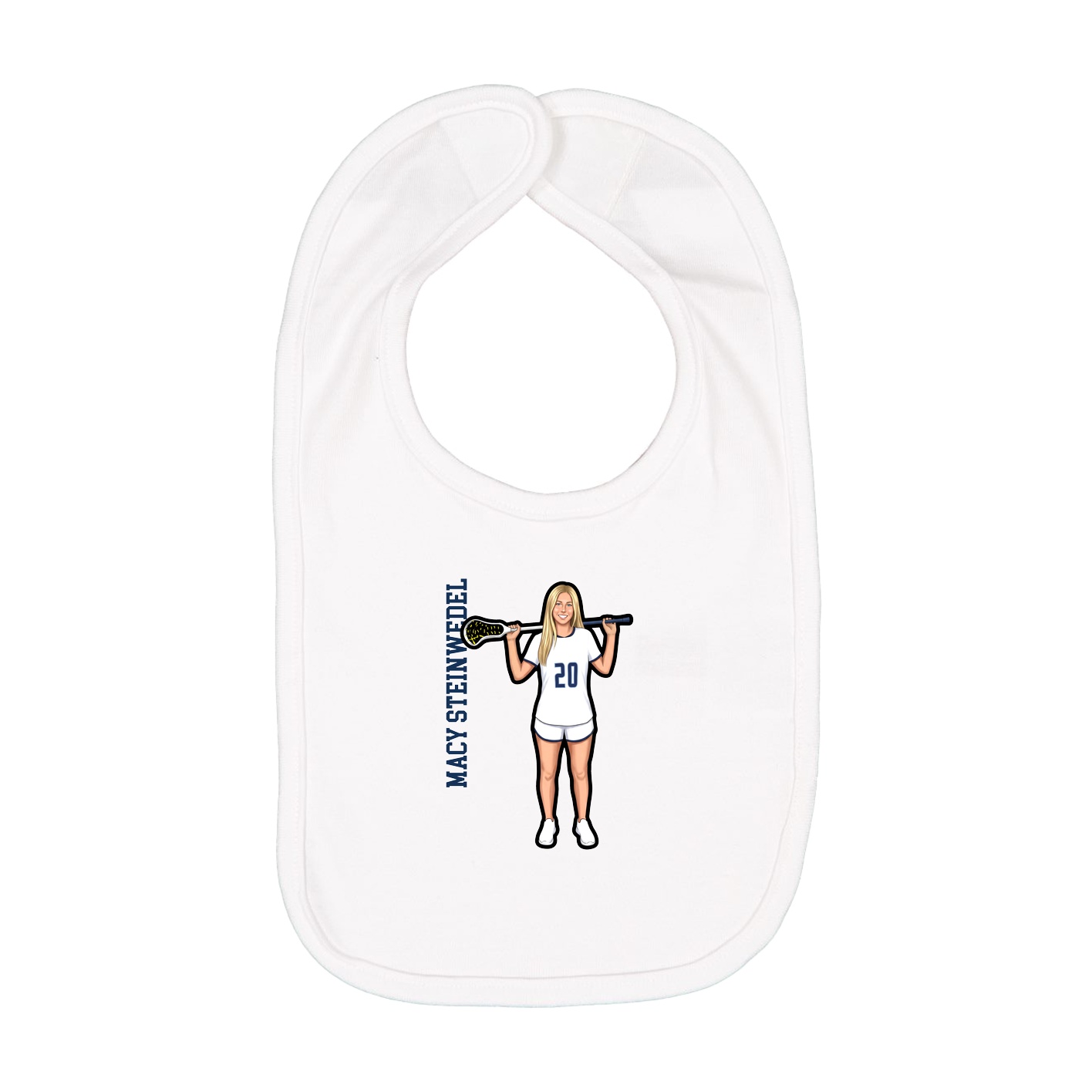 Infant Bib — Name Vertical in White
