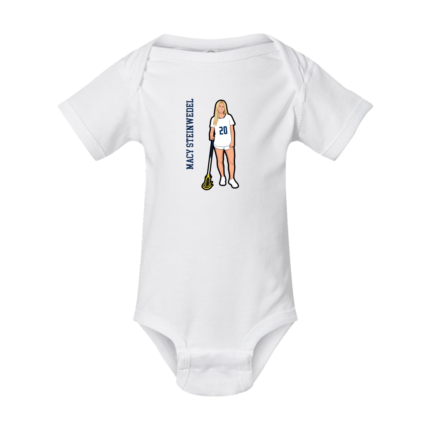 Baby Onesie — Name Vertical in White