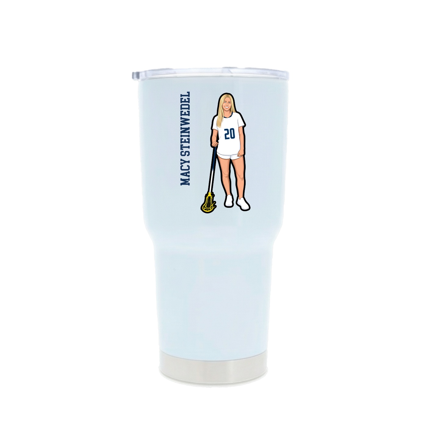 30oz Stainless Steel Tumbler — Name Vertical in White