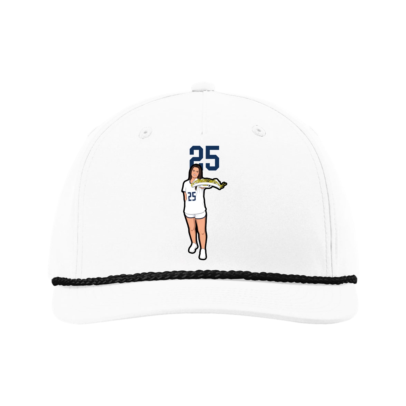 Five-Panel Classic Rope Cap — Number Top in White