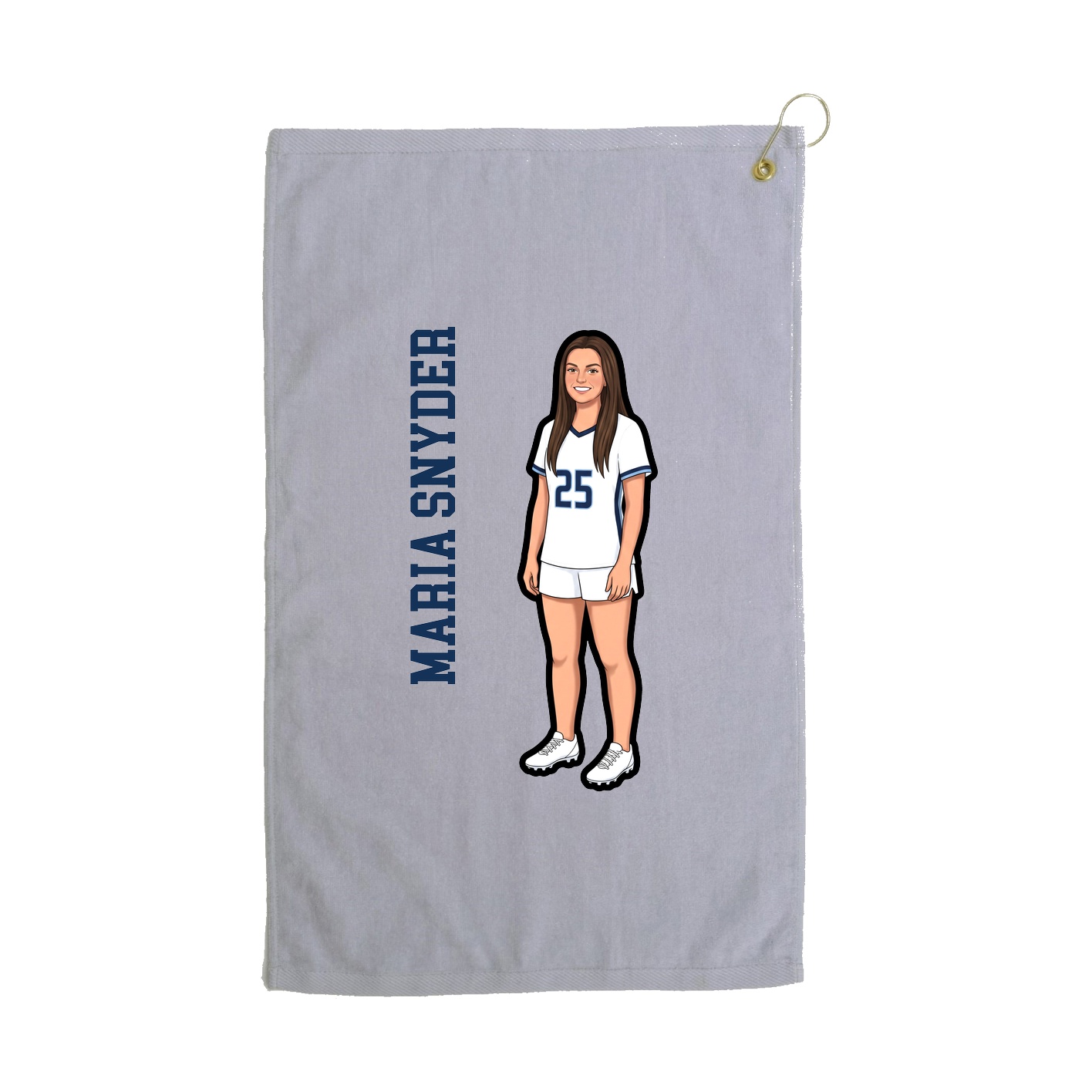 Golf Towel — Name Vertical in Grey