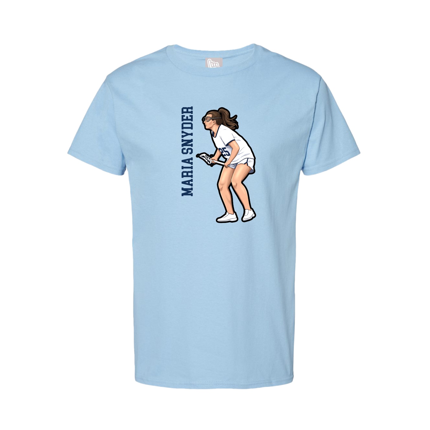 Youth Tee — Name Vertical in Light Blue