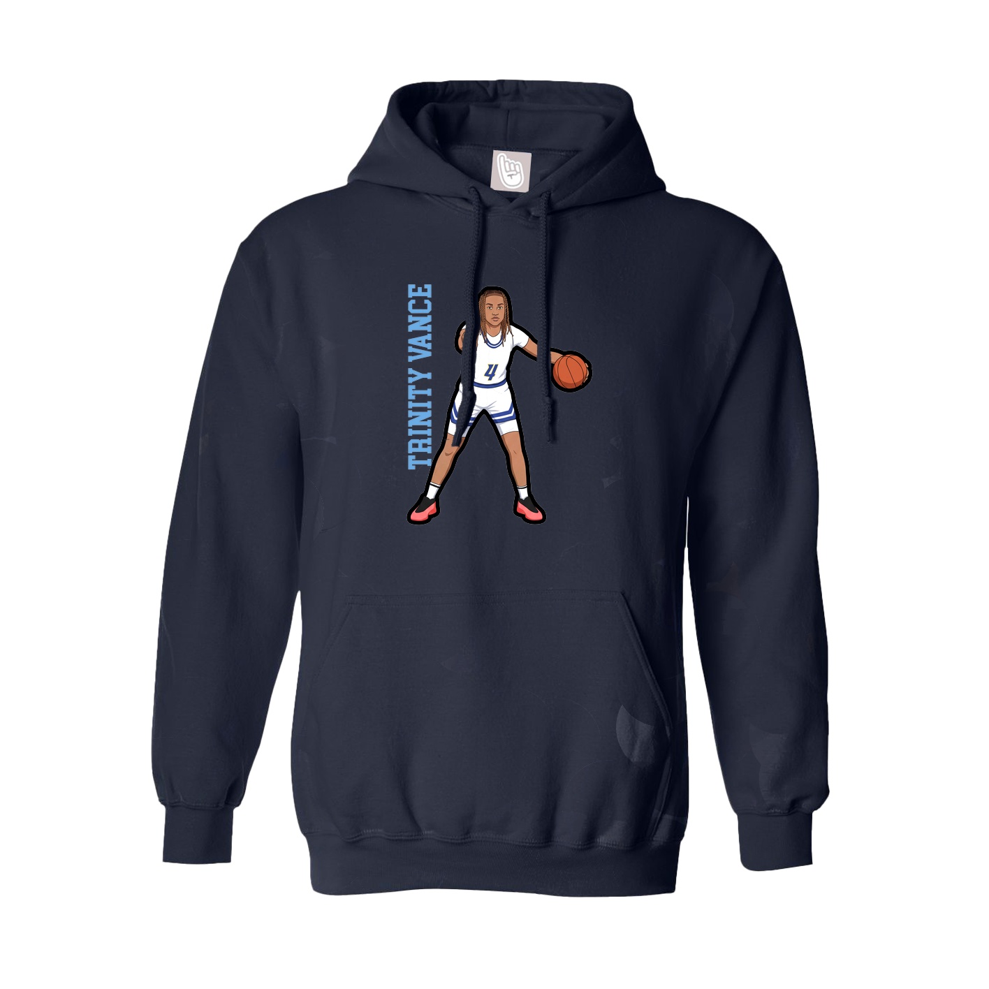 Hoodie — Name Vertical in Navy