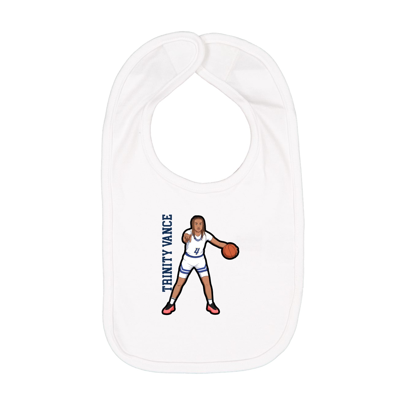 Infant Bib — Name Vertical in White