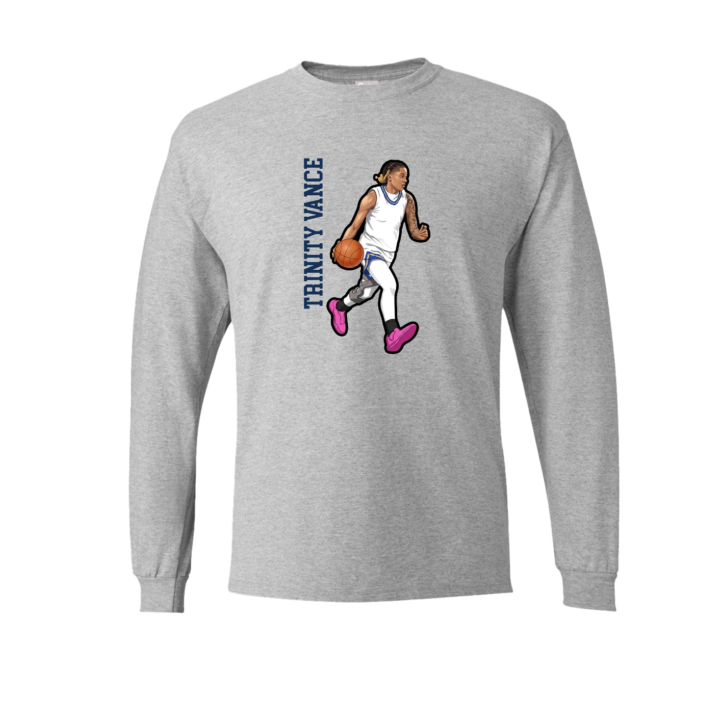 Long Sleeve Tee — Name Vertical in Grey