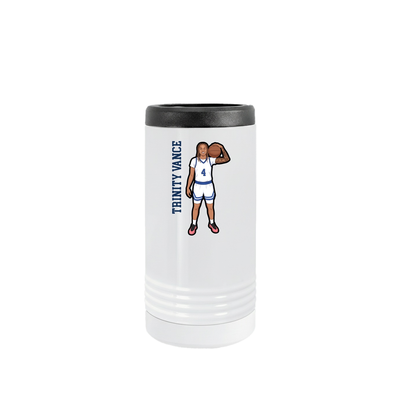 Slim Beverage Holder — Name Vertical in White