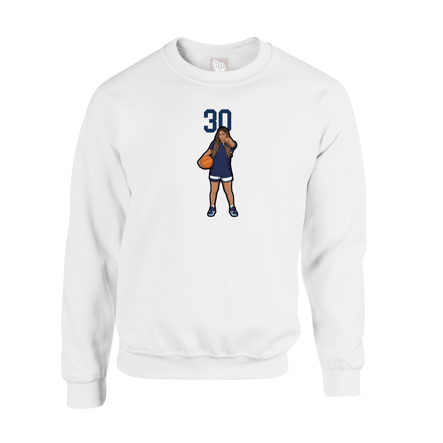Fleece Crew — Number Top in White