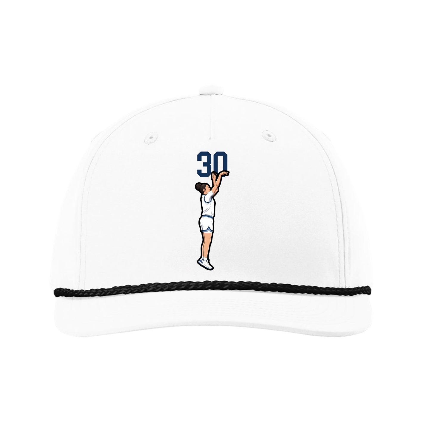 Five-Panel Classic Rope Cap — Number Top in White