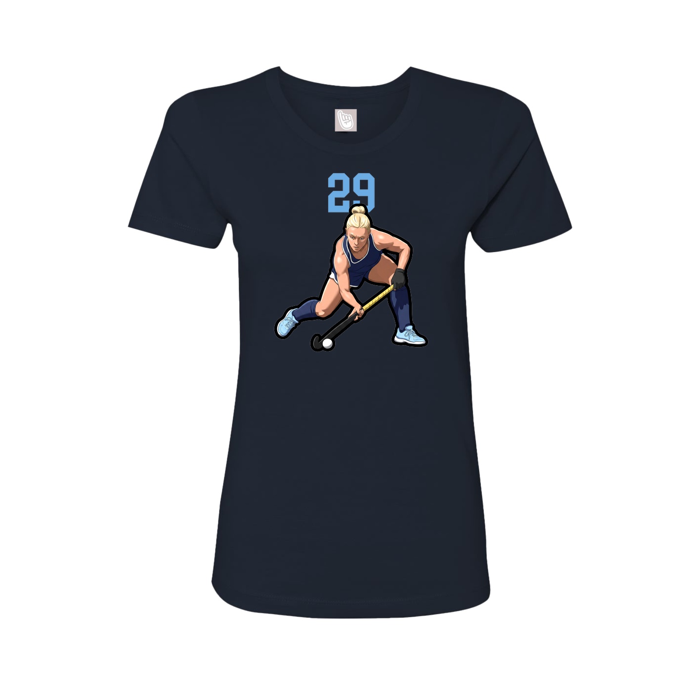 Fitted Women's Tee — Number Top in Navy