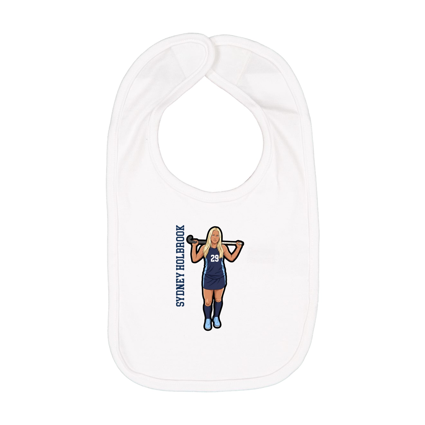 Infant Bib — Name Vertical in White