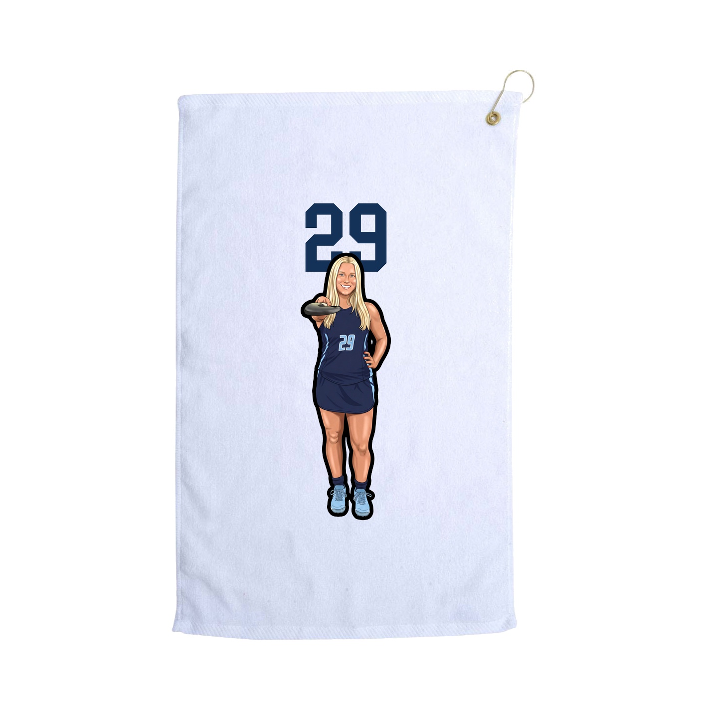 Golf Towel — Number Top in White