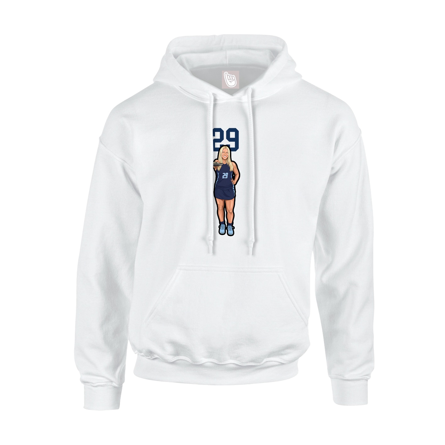 Youth Hoodie — Number Top in White