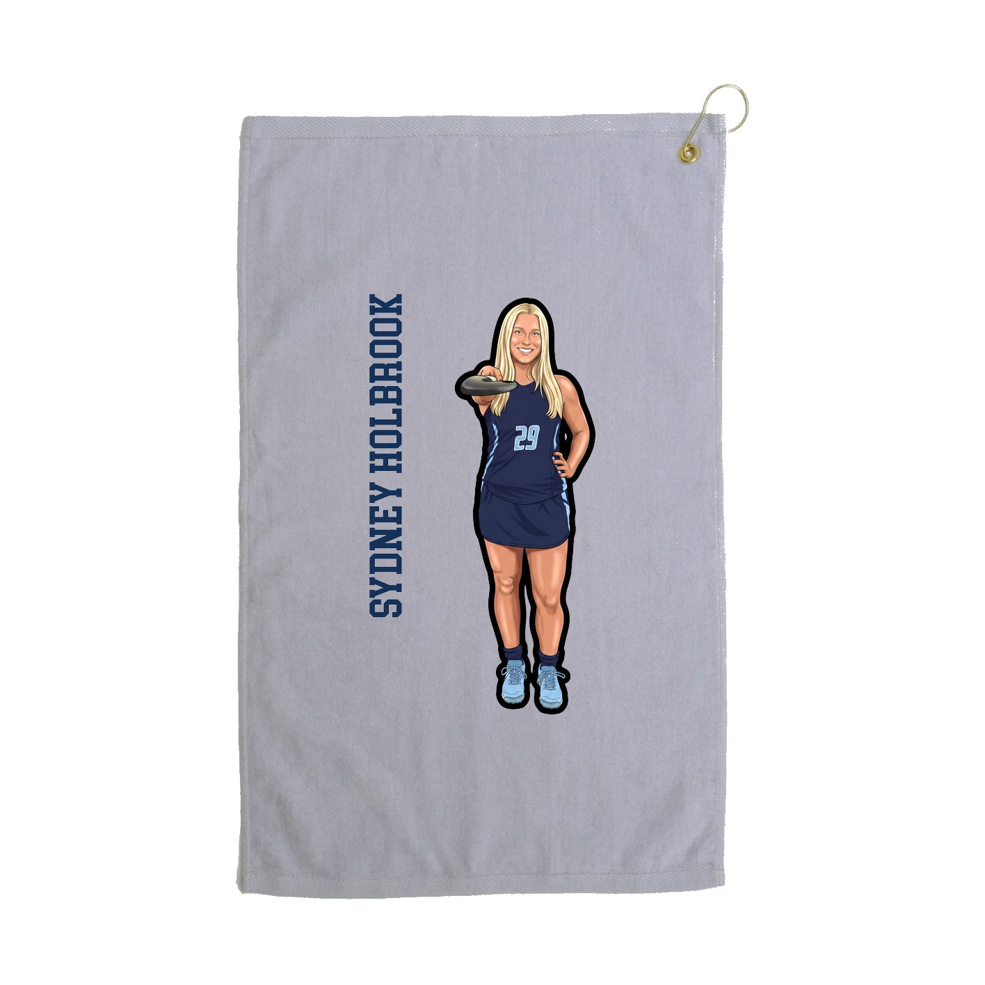 Golf Towel — Name Vertical in Grey