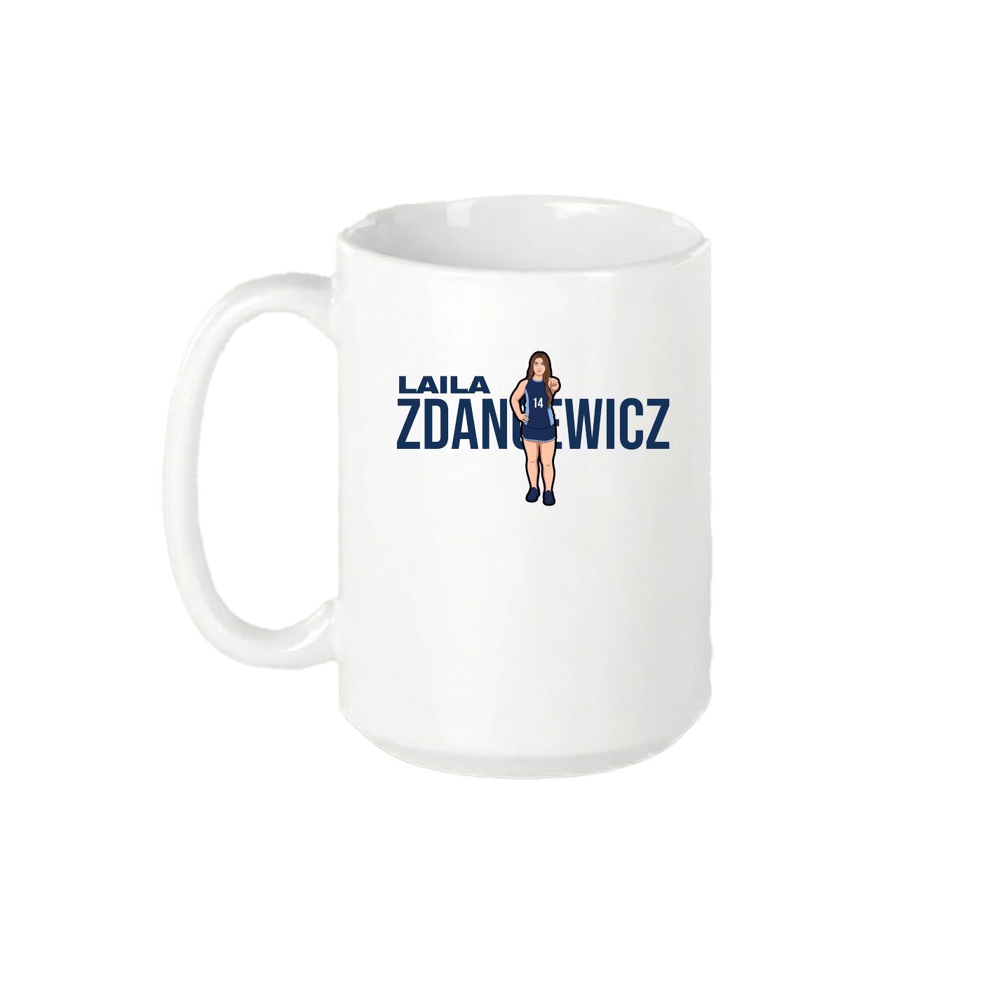 15oz Coffee Mug — Player Name in White