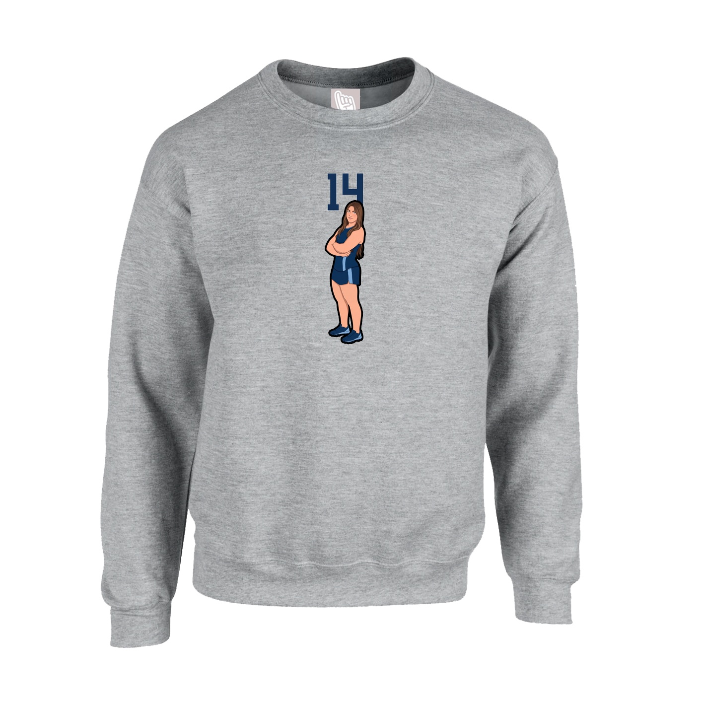 Fleece Crew — Number Top in Grey
