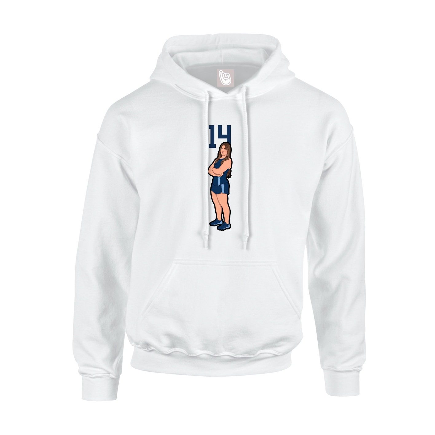 Youth Hoodie — Number Top in White
