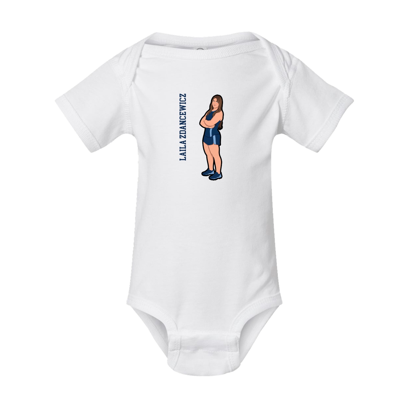 Baby Onesie — Name Vertical in White