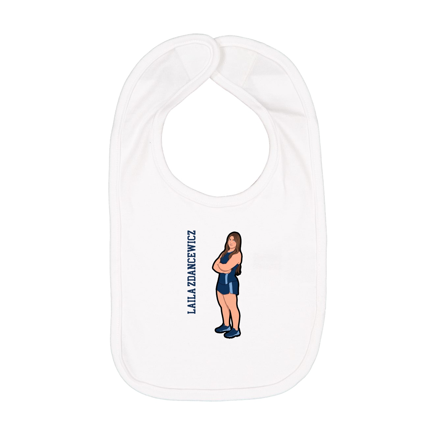 Infant Bib — Name Vertical in White