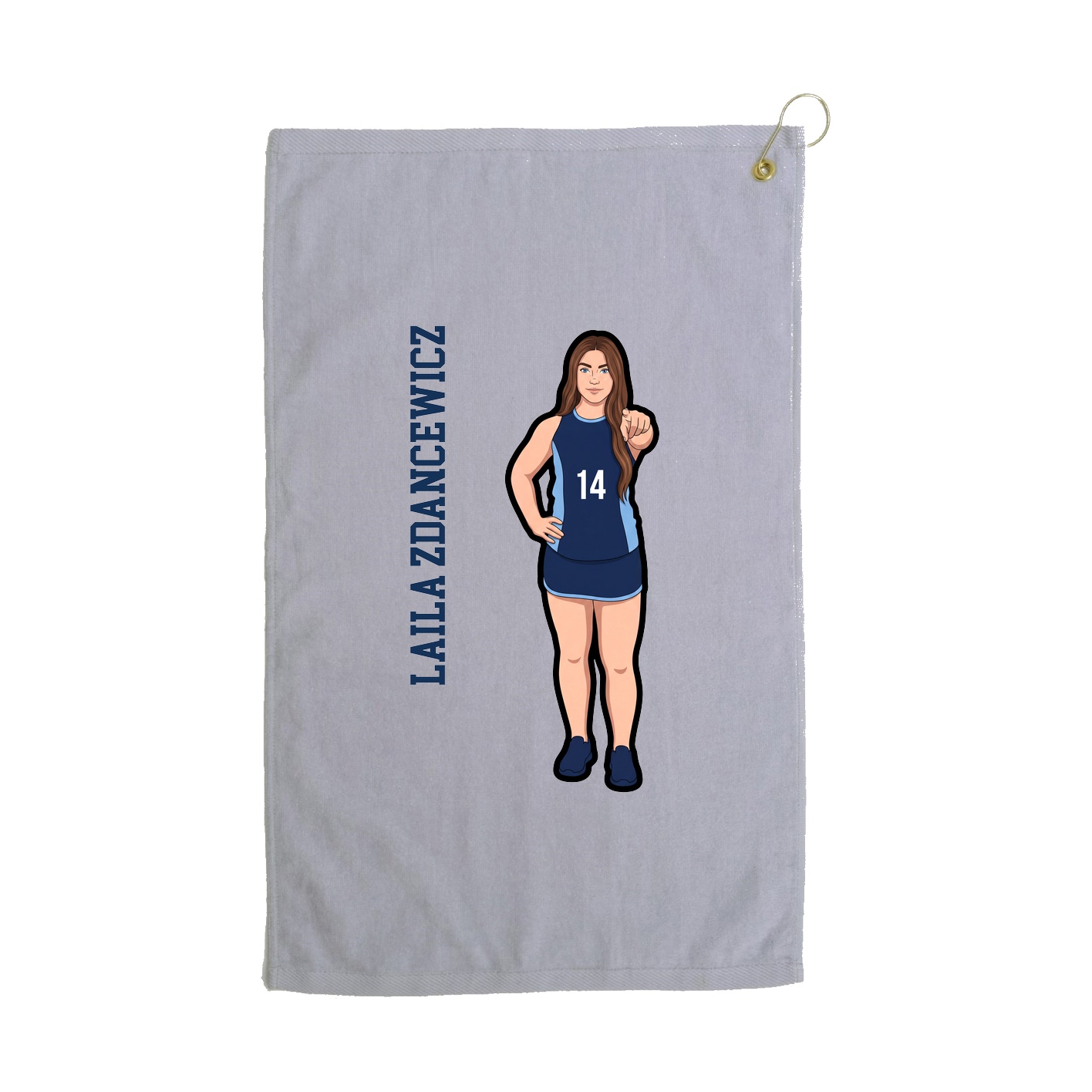 Golf Towel — Name Vertical in Grey