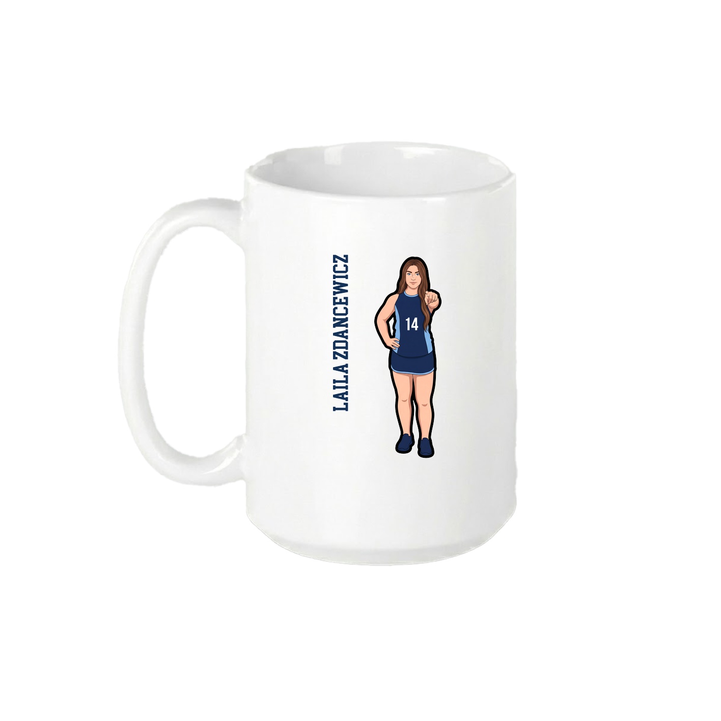 15oz Coffee Mug — Name Vertical in White