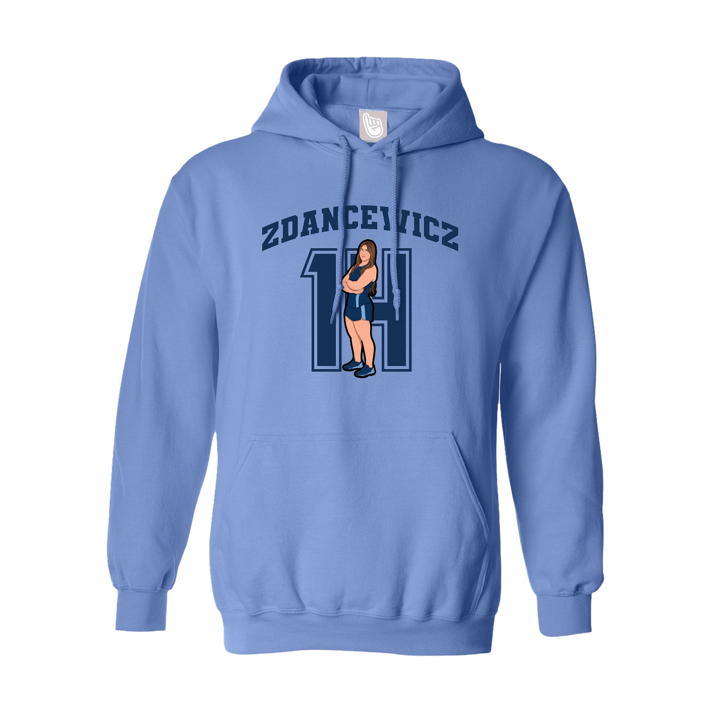 Youth Hoodie — Number in Powder Blue