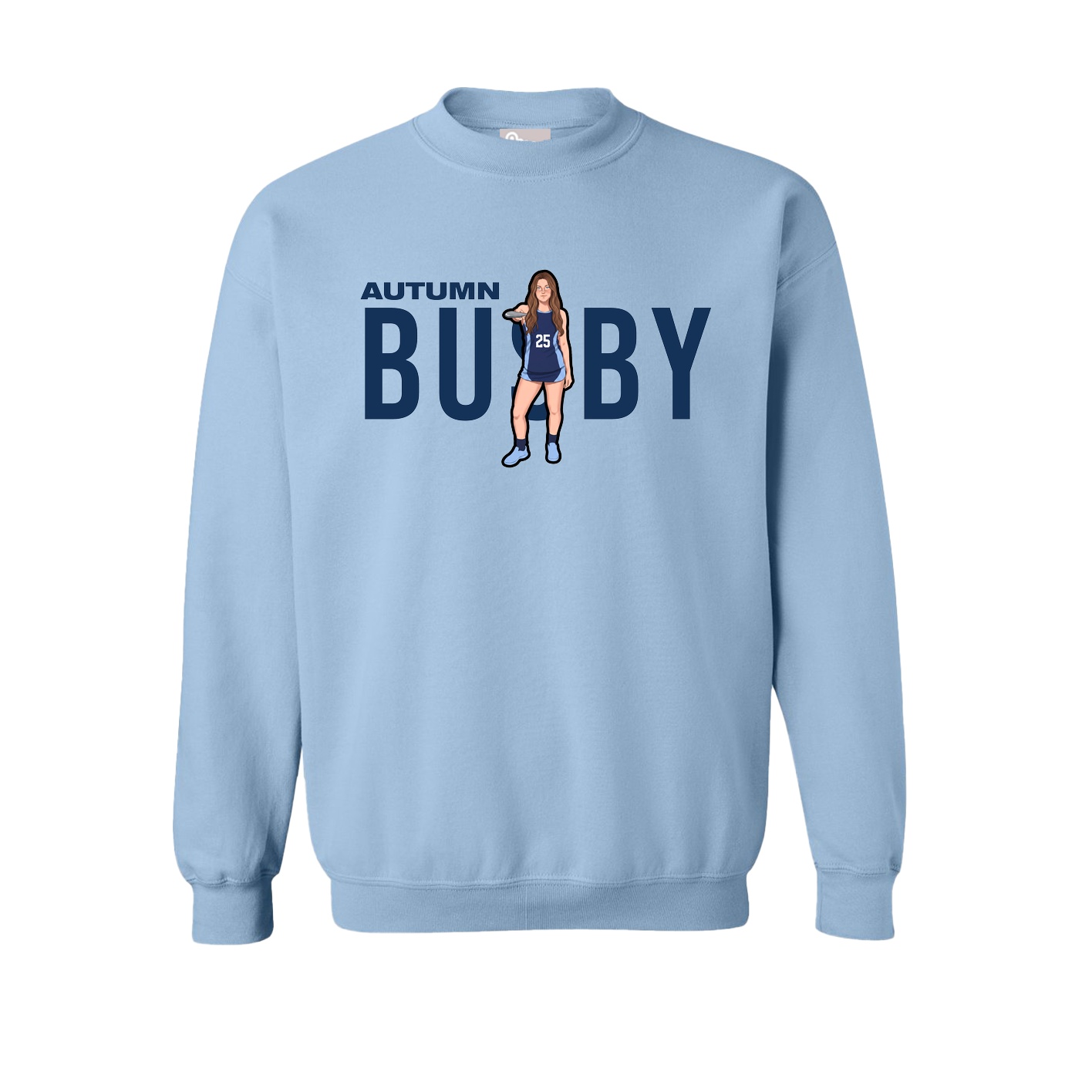Fleece Crew — Player Name in Light Blue
