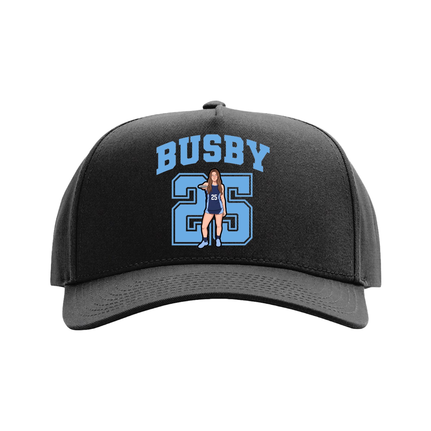 Full Fabric Five-Panel Champ Cap — Number in Black