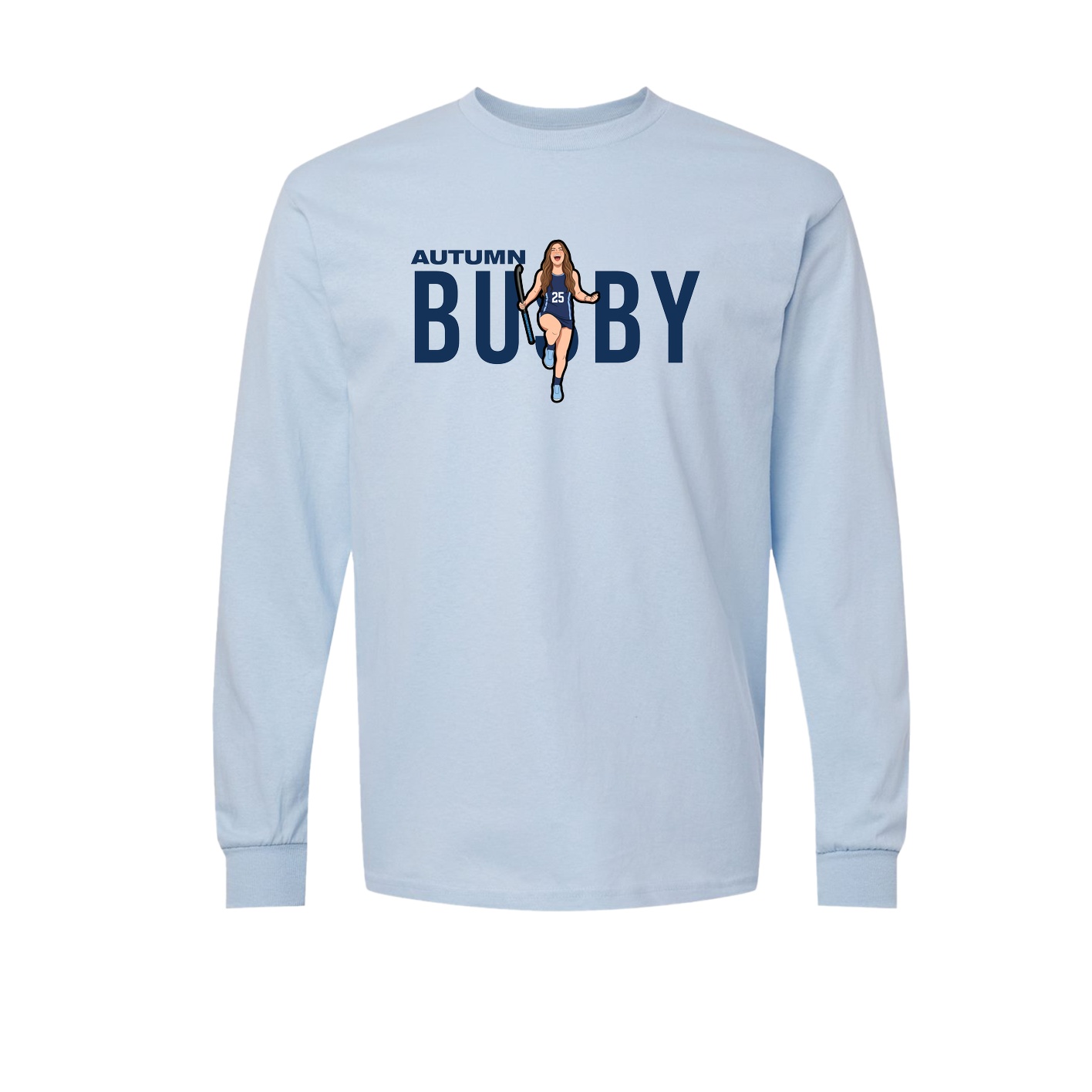 Long Sleeve Tee — Player Name in Light Blue