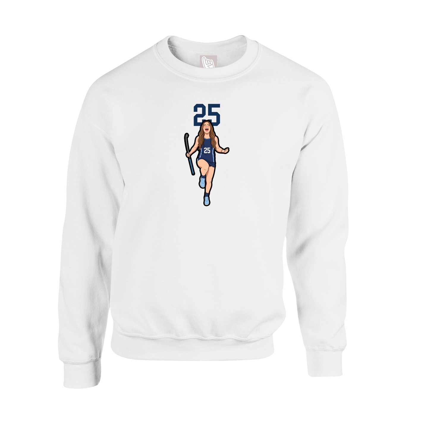Fleece Crew — Number Top in White