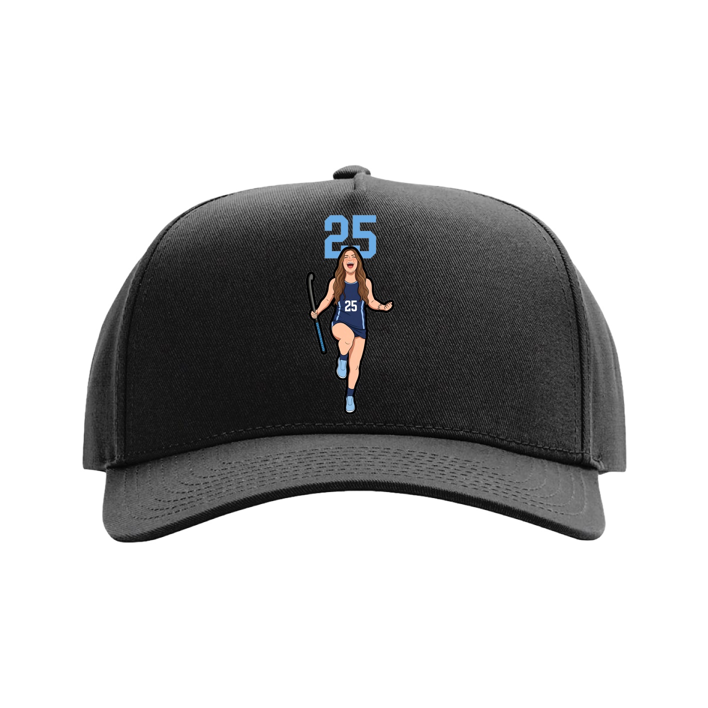 Full Fabric Five-Panel Champ Cap — Number Top in Black