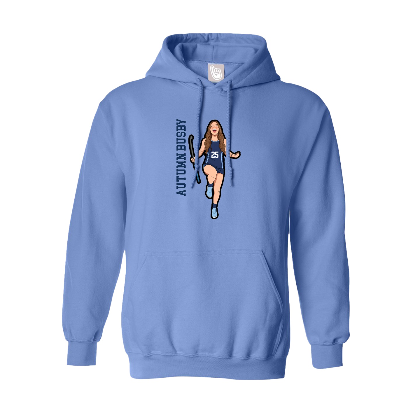 Youth Hoodie — Name Vertical in Powder Blue