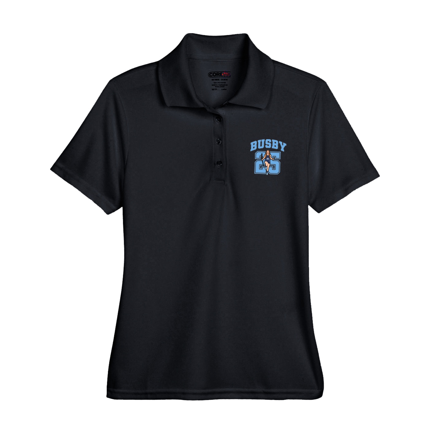 Womens Performance Polo — Number in Black