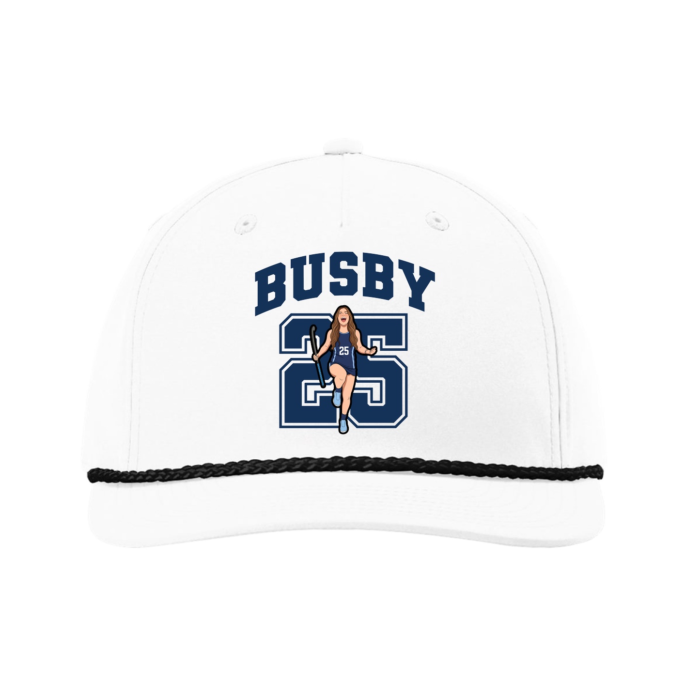 Five-Panel Classic Rope Cap — Number in White