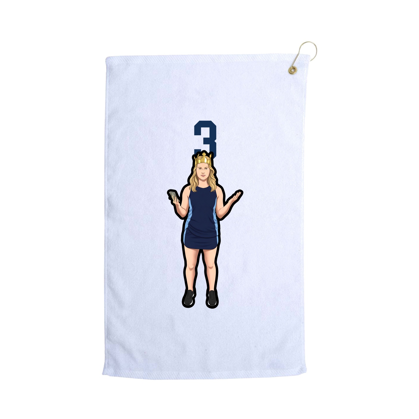 Golf Towel — Number Top in White