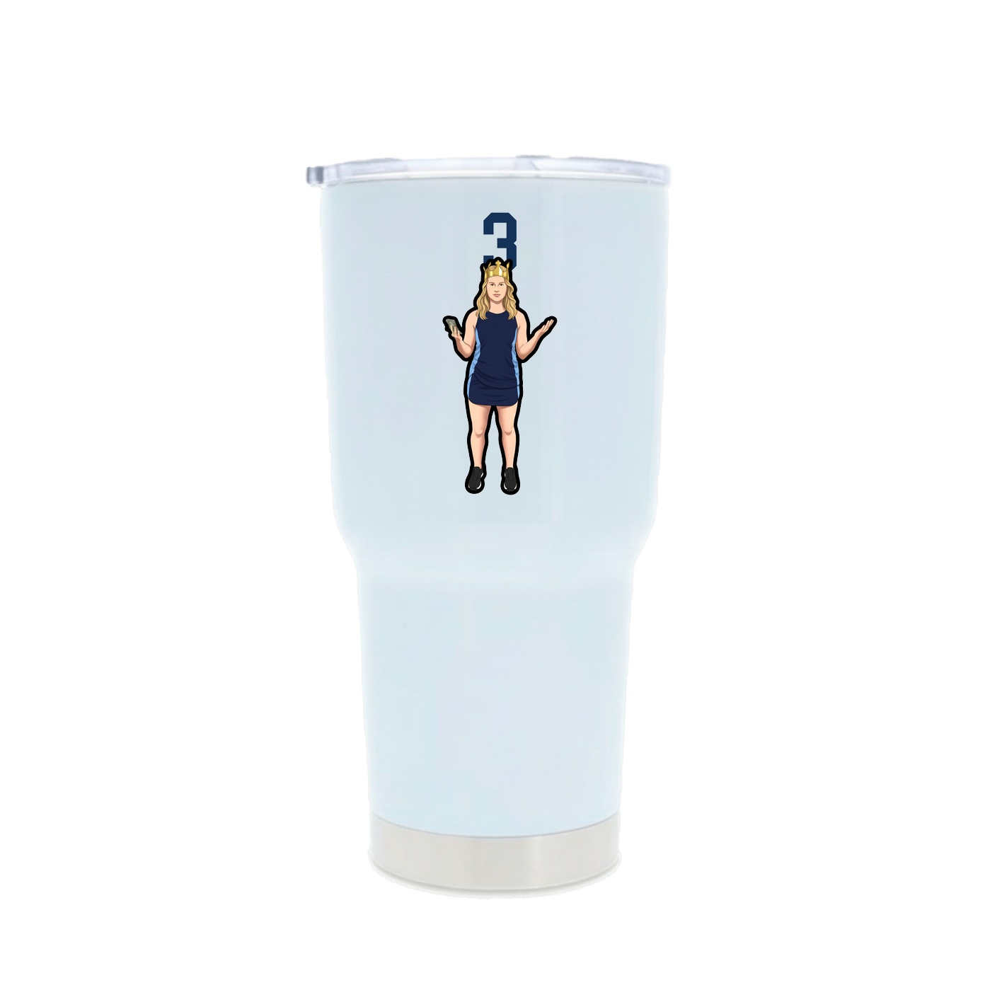 30oz Stainless Steel Tumbler — Number Top in White