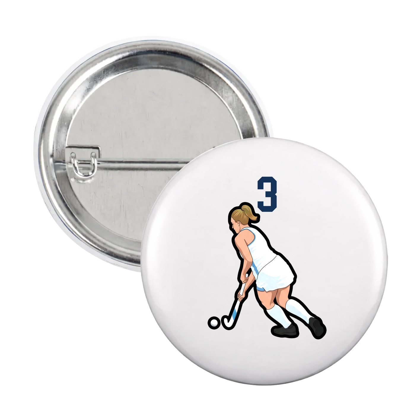 Game Day Button — Number Top in White