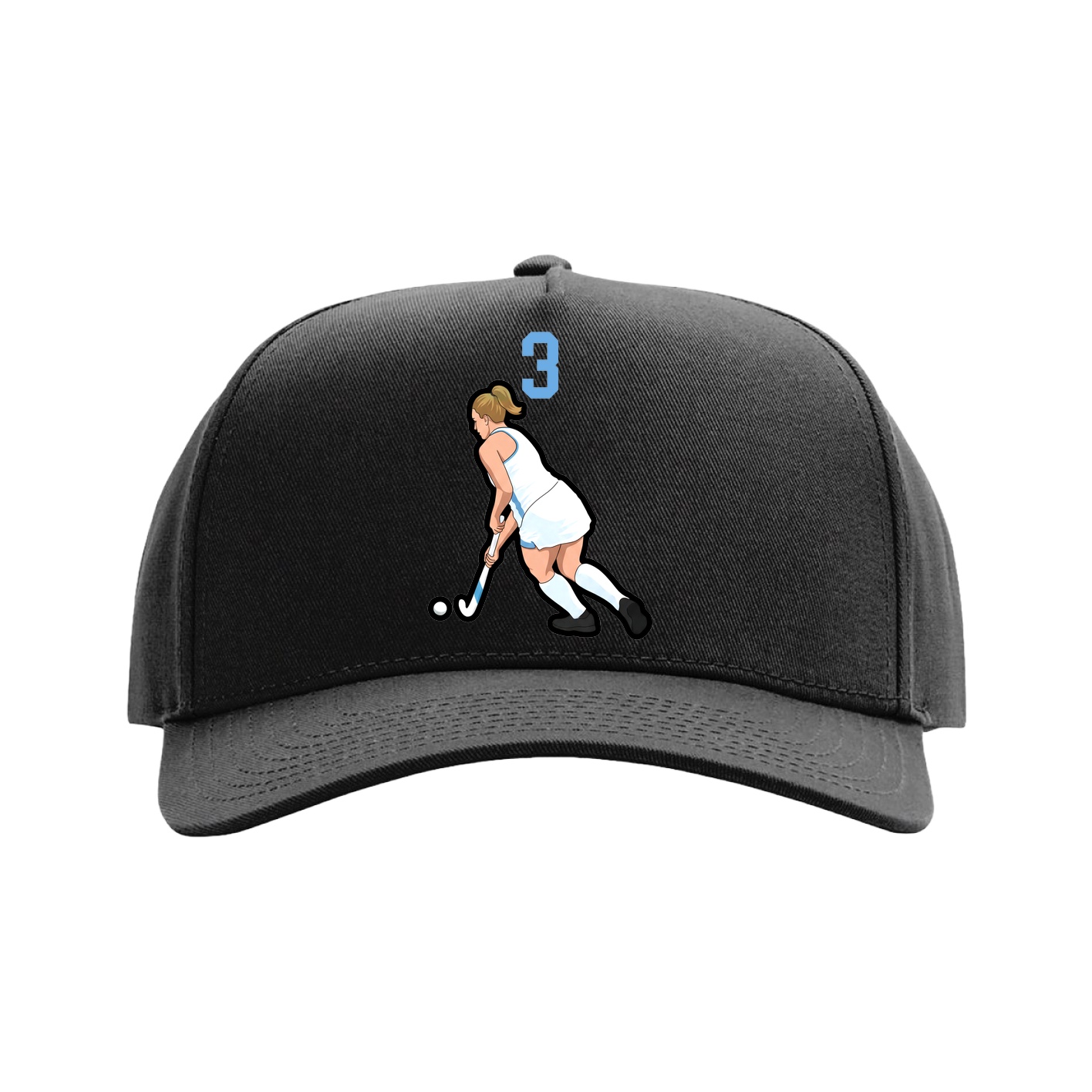 Full Fabric Five-Panel Champ Cap — Number Top in Black