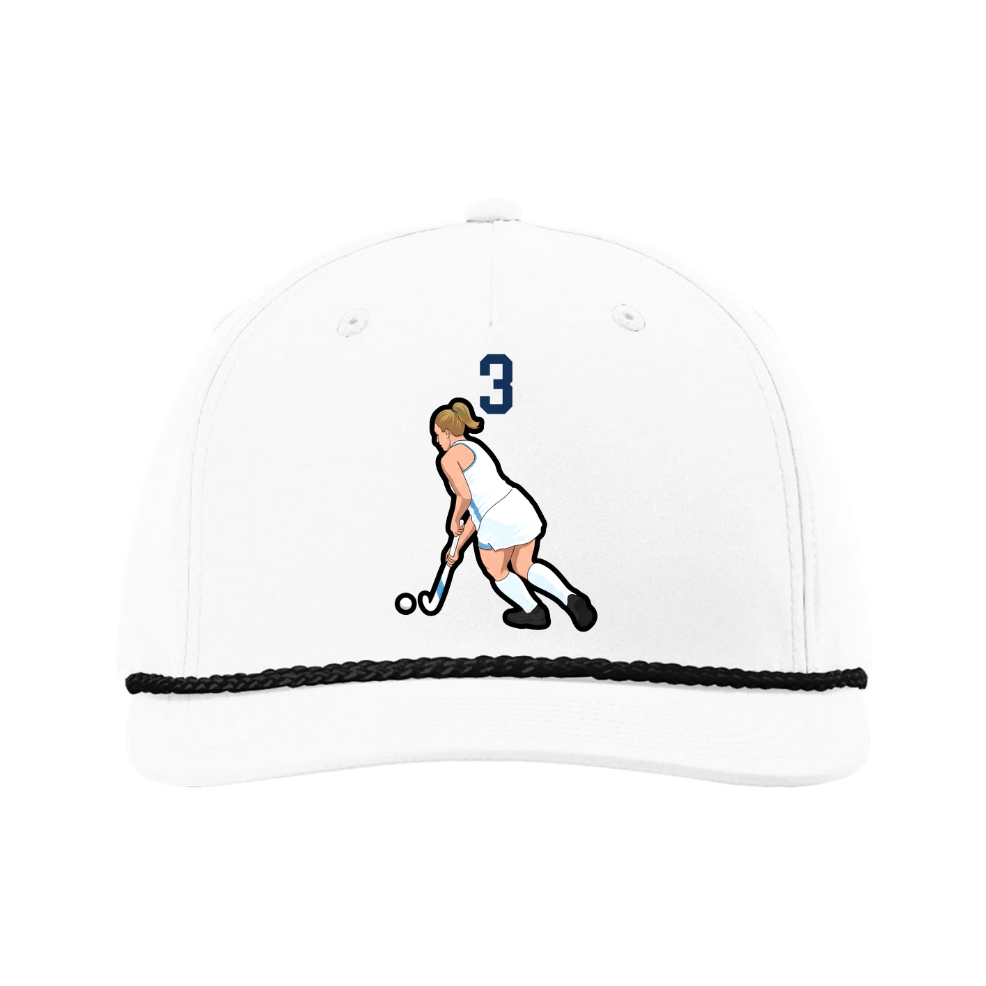 Five-Panel Classic Rope Cap — Number Top in White