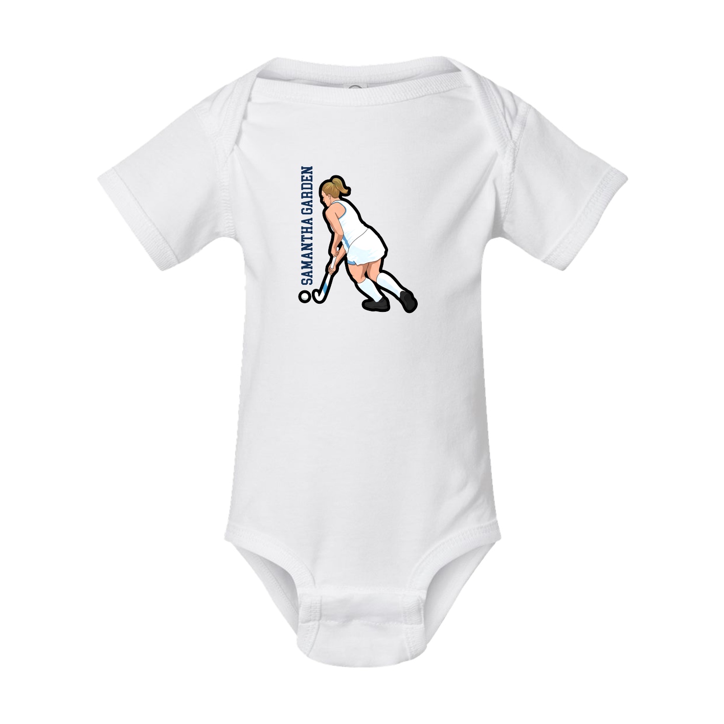 Baby Onesie — Name Vertical in White