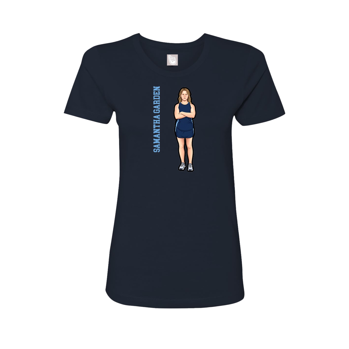 Fitted Women's Tee — Name Vertical in Navy