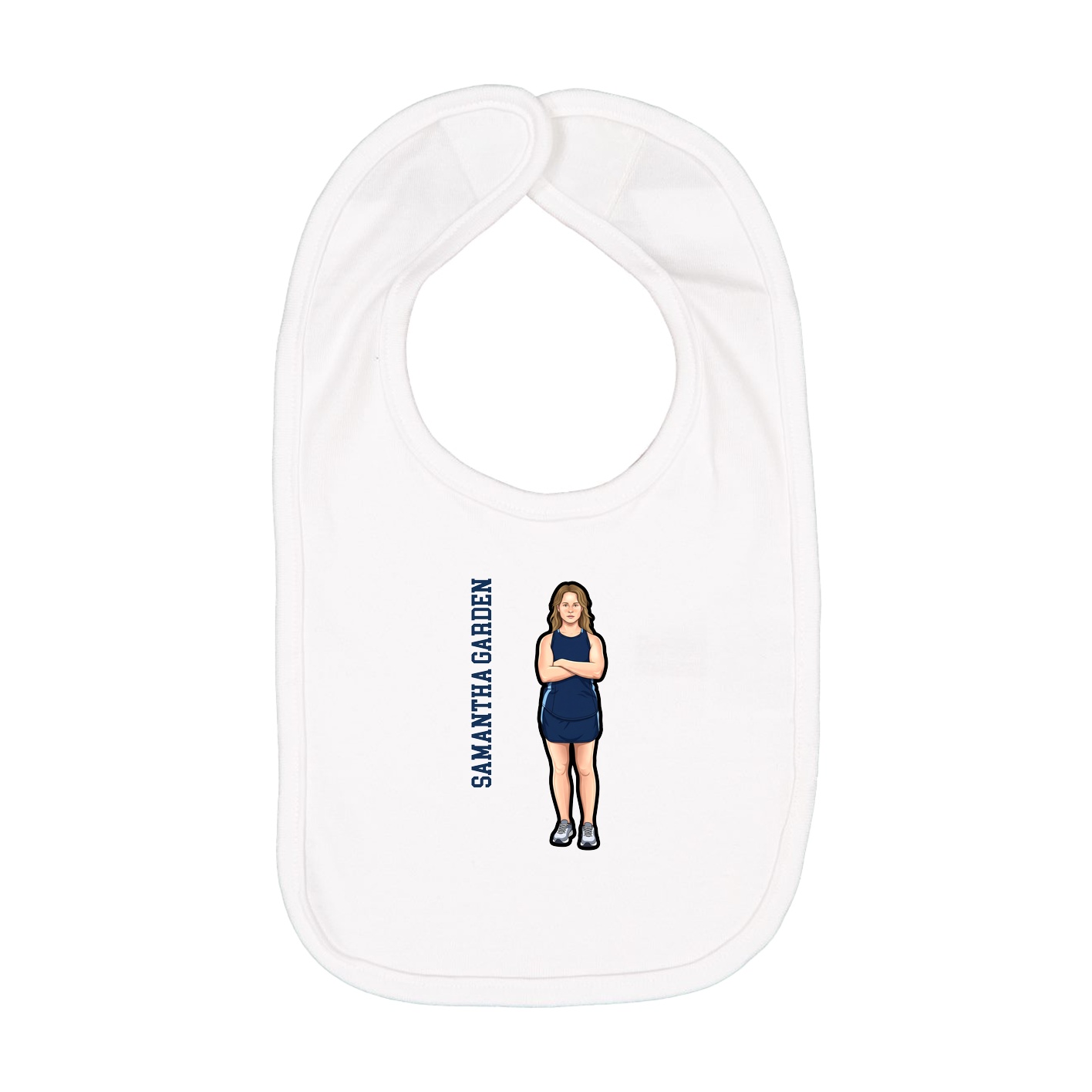 Infant Bib — Name Vertical in White