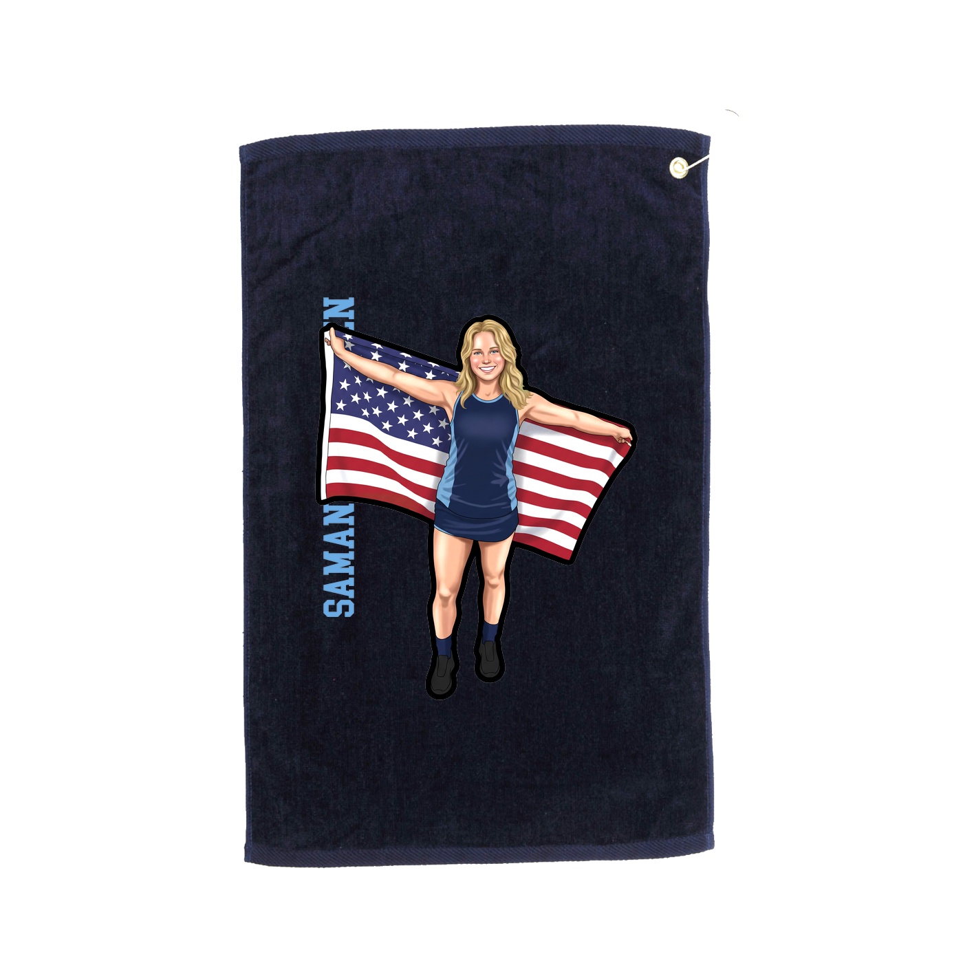 Golf Towel — Name Vertical in Navy