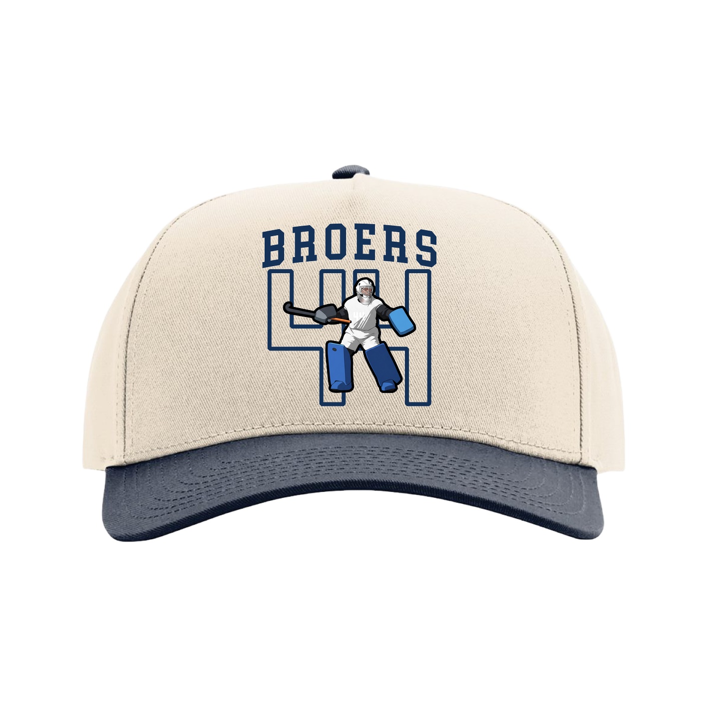 Full Fabric Five-Panel Champ Cap — Shirsey in Cream/Navy