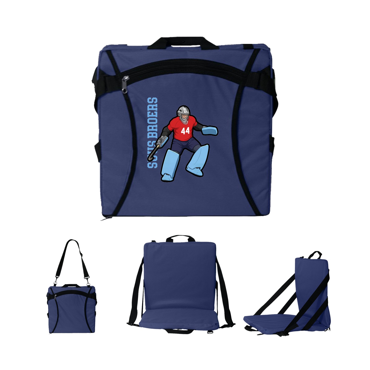 Folding Stadium Seat — Name Vertical in Navy