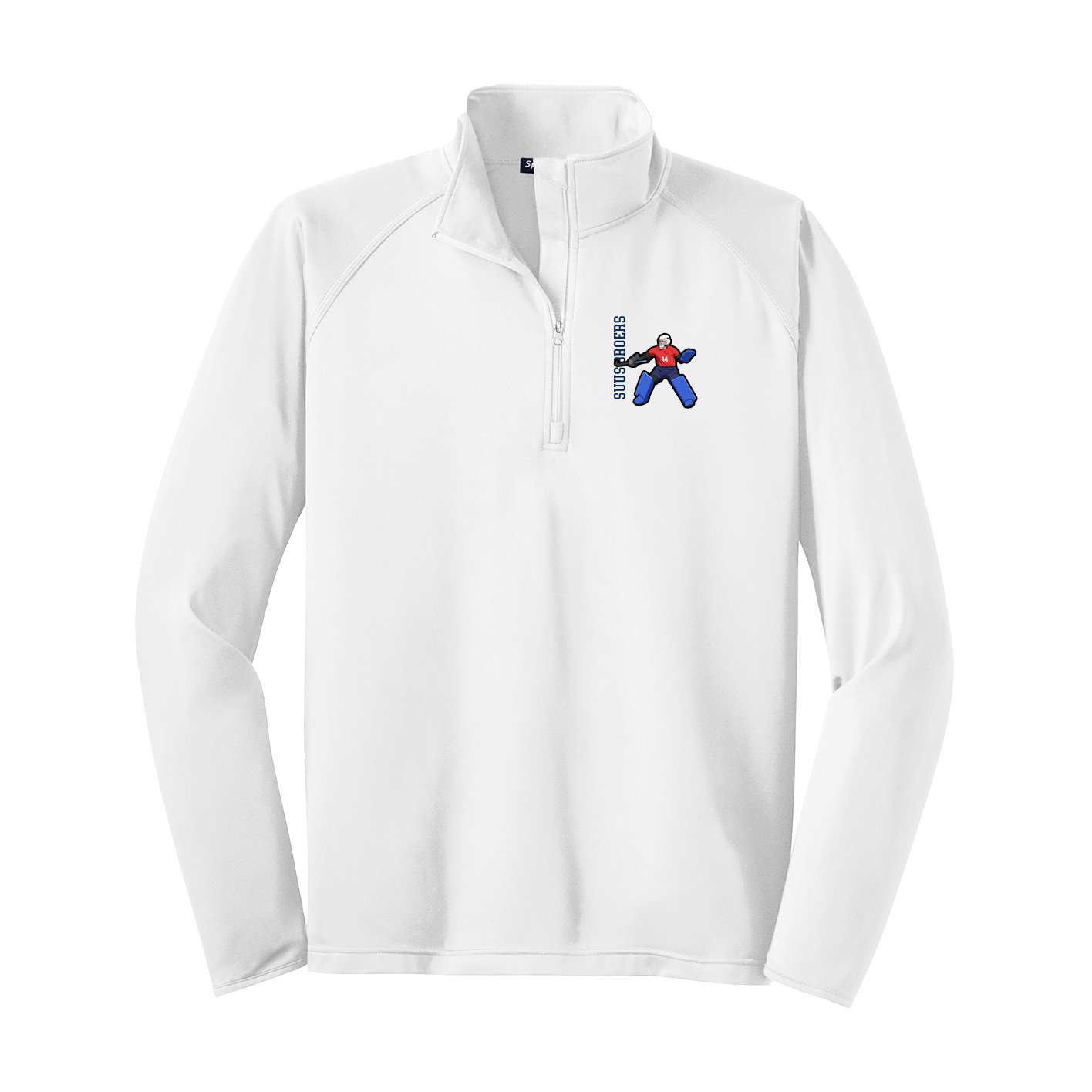 Q-Zip Pullover — Name Vertical in White