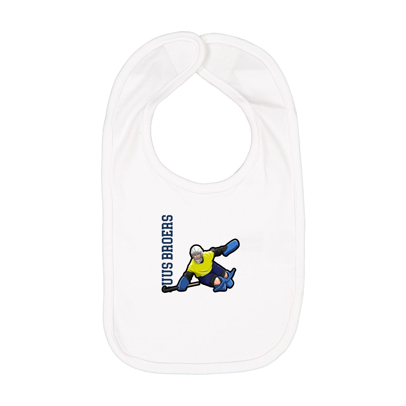 Infant Bib — Name Vertical in White